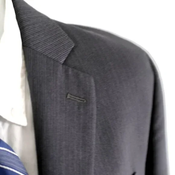 Dkny 2 Wool Gray Striped 2 Button Piece Suit 40R Or Slim 42R 35/31 Mid Rise Flat